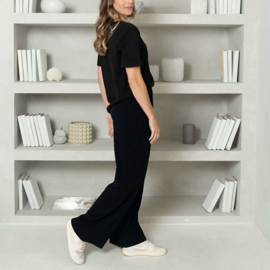 Encircled Wide Leg Knit Rib Pants — image 4 of 8